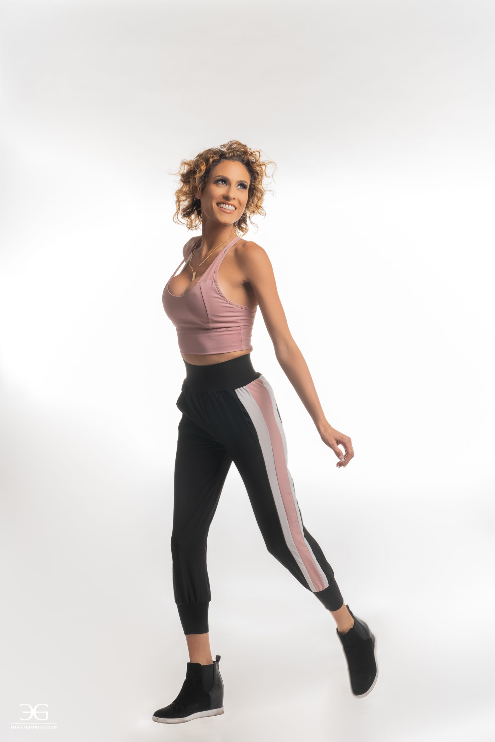 A Full-Length Body Shot Model Portfolio pink gym clothes