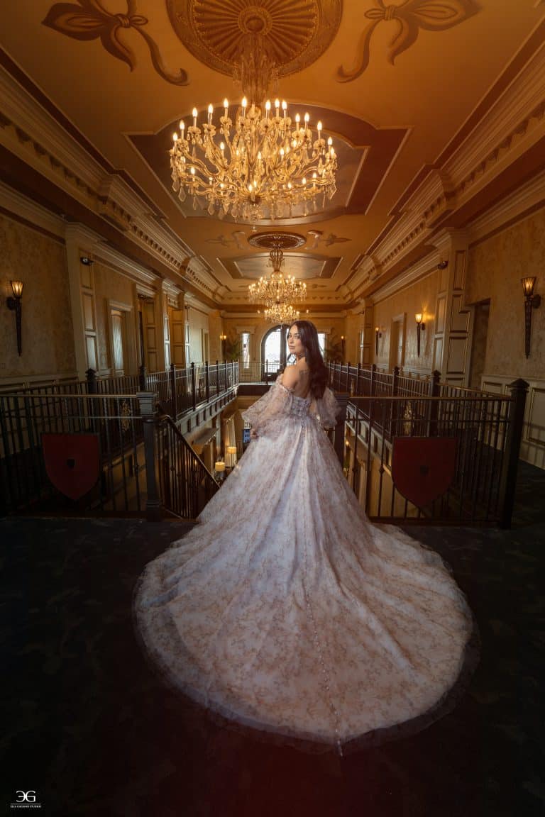 Bride inside The Kentucky Castle during a Kentucky Castle wedding photography session