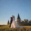 Couple photographed outside The Kentucky Castle for Kentucky Castle wedding photography